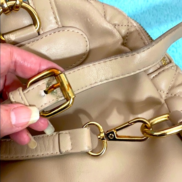 bebe quilted tan with gold hardware mini backpack - Picture 15 of 16